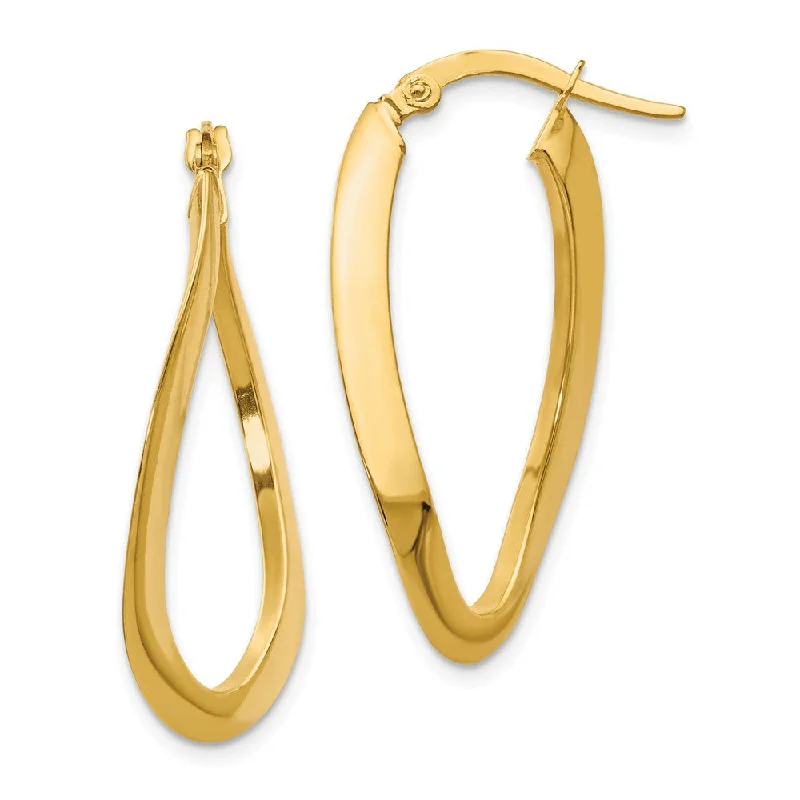 long dangle earrings for women -Twisted Oval Hoop Earrings in 14k Yellow Gold, 33mm (1 5/16 Inch)