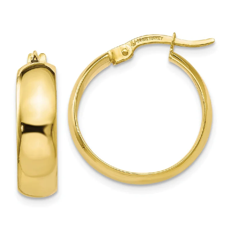 bohemian earrings for women -4.5mm Polished Round Hoop Earrings 10k Yellow Gold, 18mm (11/16 Inch)