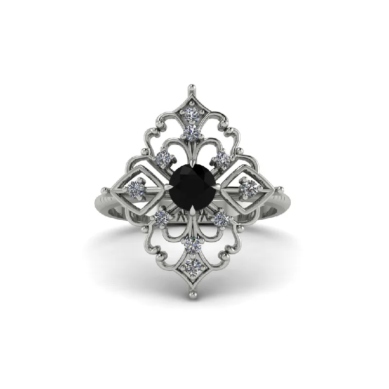 Diamond Royal Filigree Cluster Engagement Ring - Zinnia No. 9