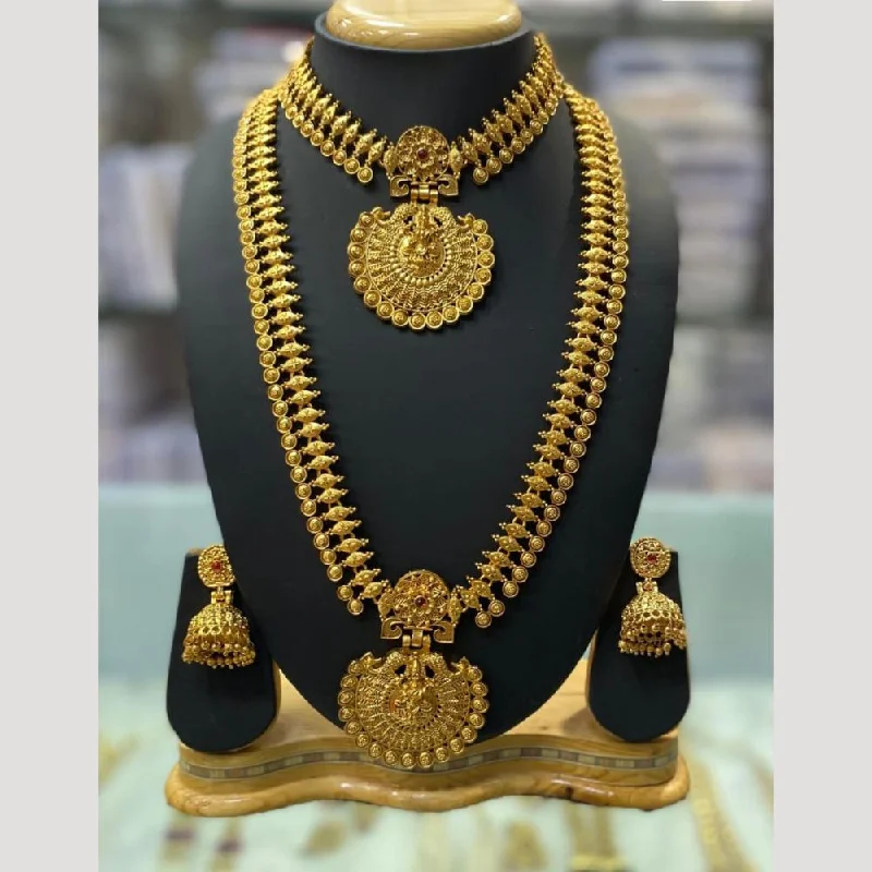 romantic necklaces for women -Manisha Jewellery Gold Plated Pota Stone Double Necklace Set