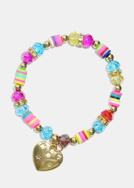 cubic zirconia bracelets for women -Colorful Beaded Festival Charm Bracelet