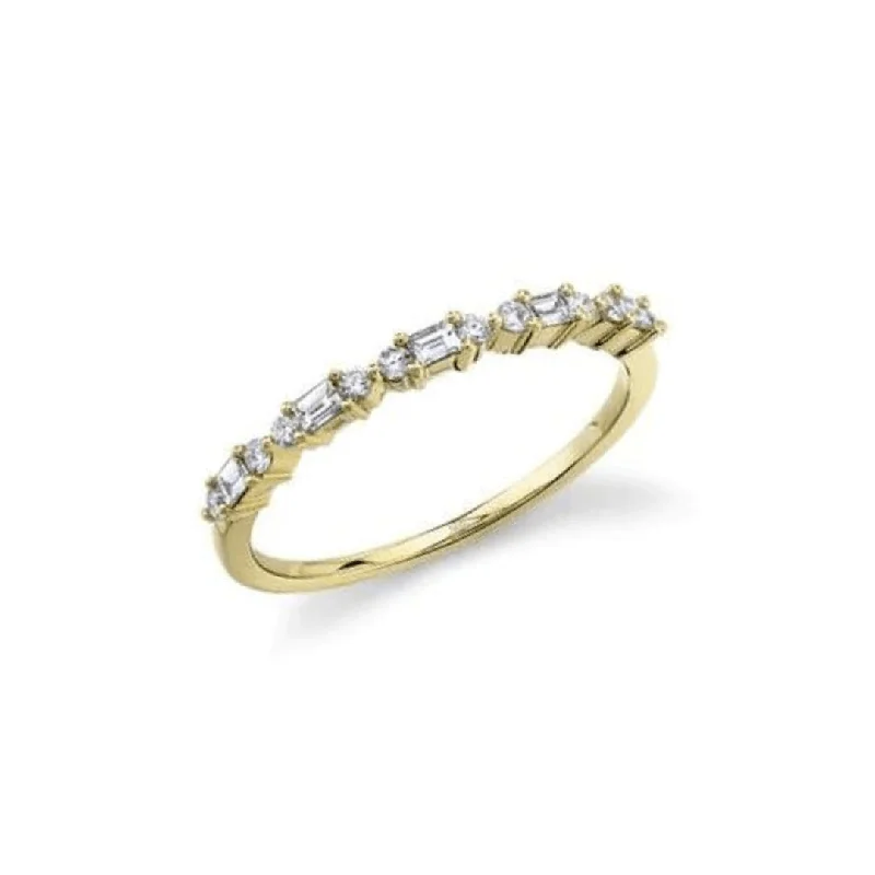 oval rings for women -Alternating Double Round & Baguette Ring