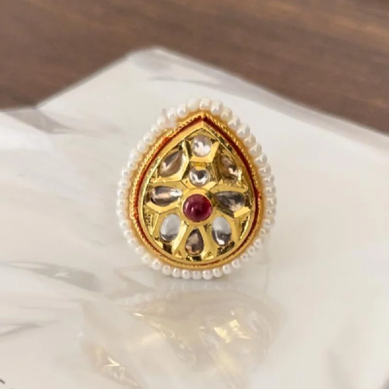 moonstone rings for women -Shringarstreet Gold Plated Kundan Stone Ring