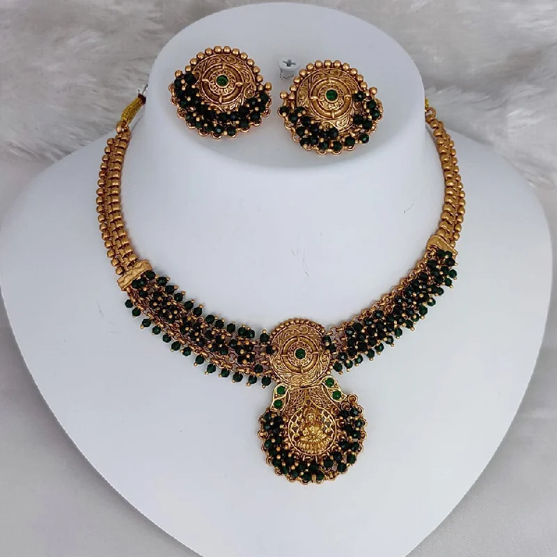 fashion necklaces for women -Lucentarts Jewellery Gold Plated Temple Pearls Necklace Set