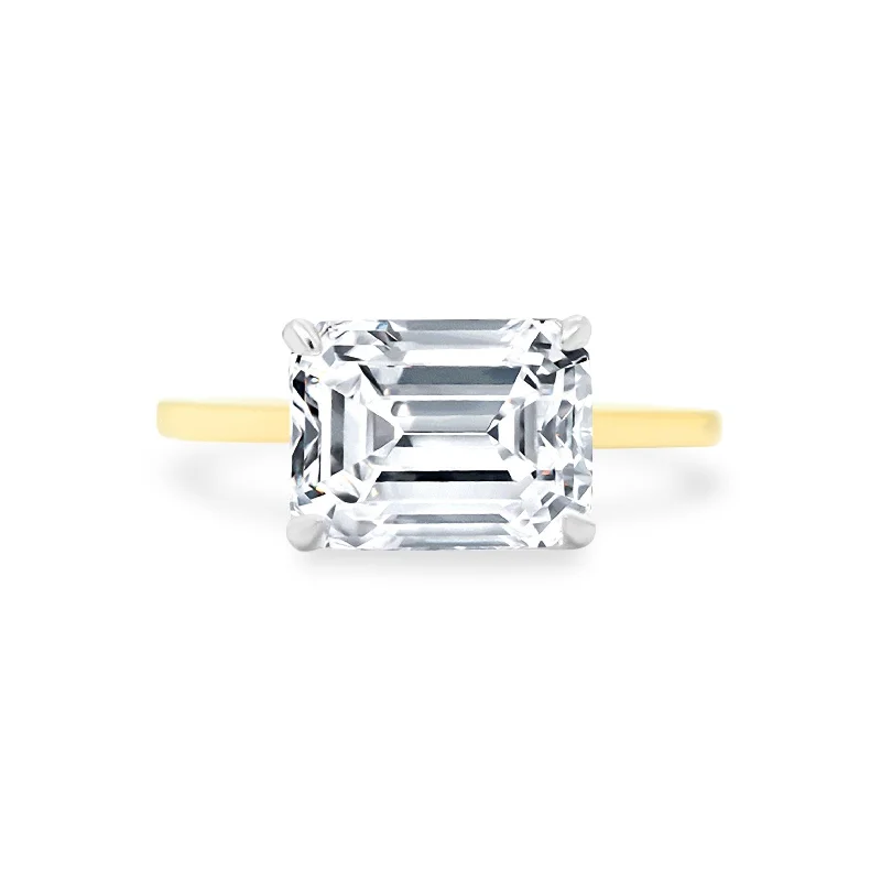 unique rings for women -East West Emerald Cut Solitaire