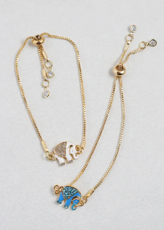 heart-shaped bracelets for women -Gold Elephant Charm Bracelet