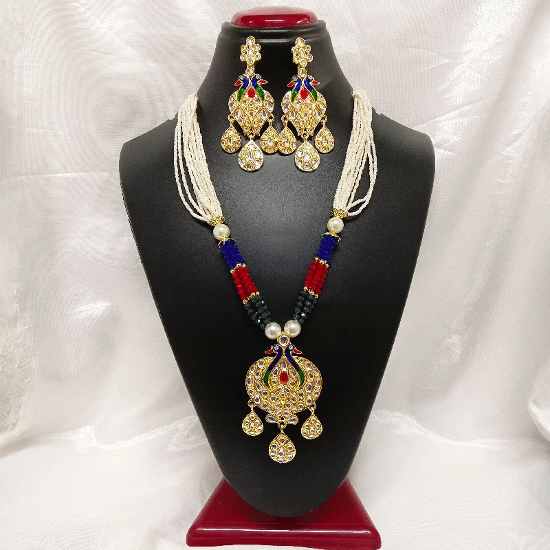 floral necklaces for women -Darshana Jewels Kundan Stone Gold Plated Necklace Set