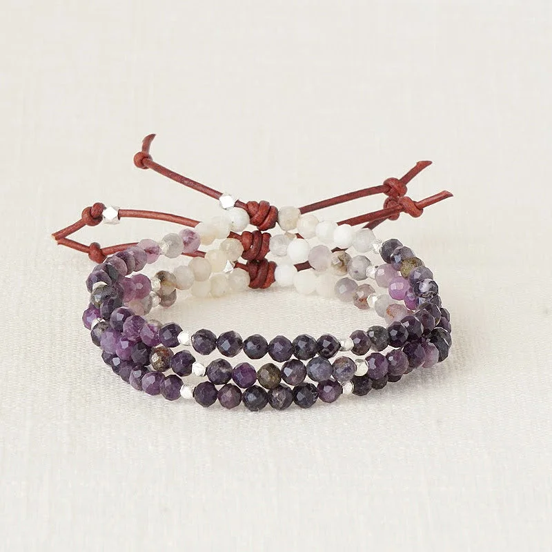 multi-layered bracelets for women -Tiny Mantras Bracelet - Purple Opal | Daily Intention Bracelet