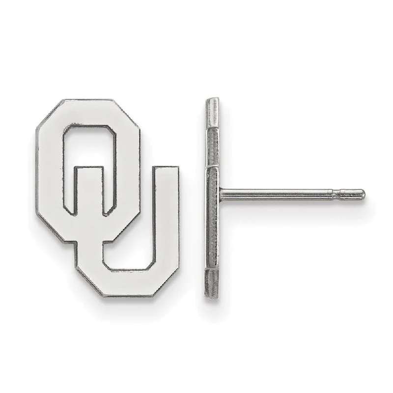 best luxury earrings for women -Sterling Silver University of Oklahoma Small Post Earrings