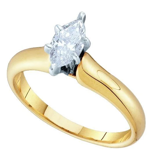 Signature Certificate 1 CTW Marquise Diamond Solitaire Engagement Ring in 14KT Yellow Gold