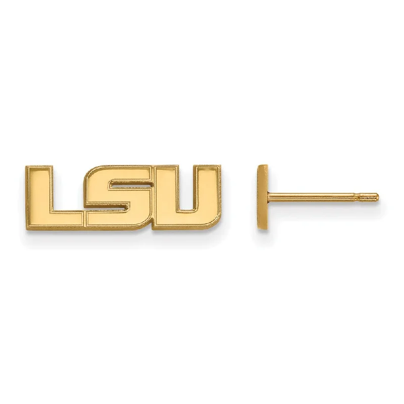 nature-inspired earrings for women -10k Yellow Gold Louisiana State University XS 'LSU' Post Earrings