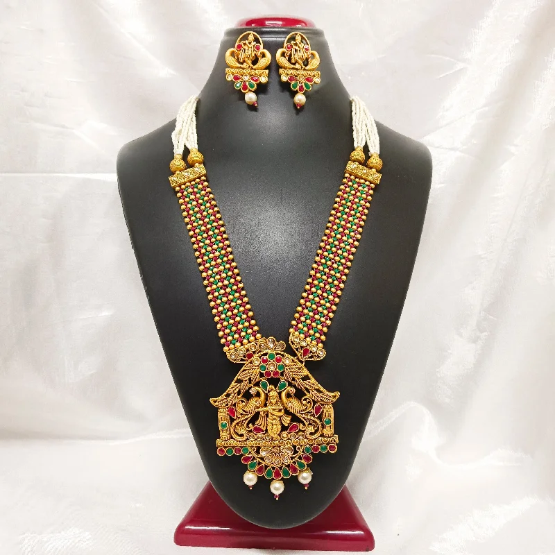 everyday wear necklaces for women -Darshana Jewels Pota Stone Gold Plated Necklace Set