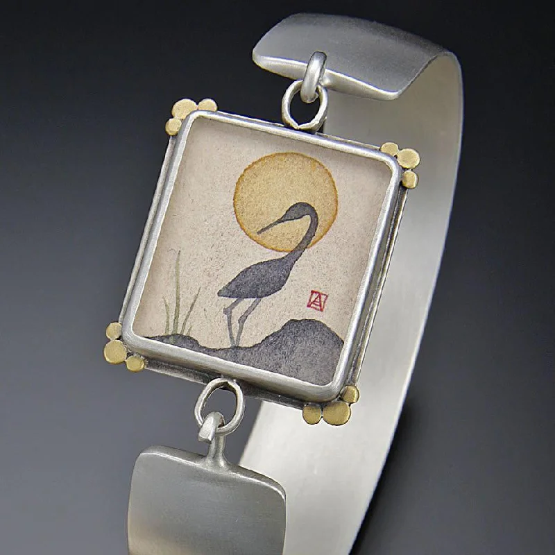 wedding bracelets for women -Crane Silhouette Cuff Bracelet