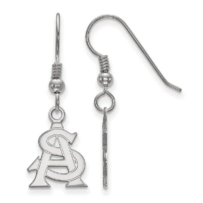 pearl earrings for women -Sterling Silver Arizona State University Small 'AS' Dangle Earrings