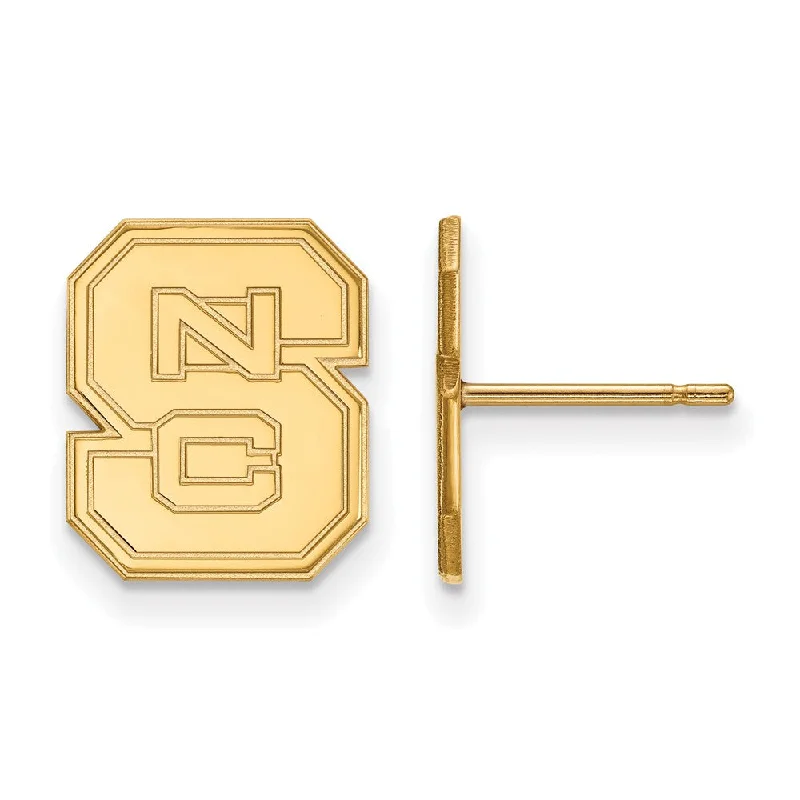 everyday wear earrings for women -14k Yellow Gold North Carolina State 'NCS' Post Earrings