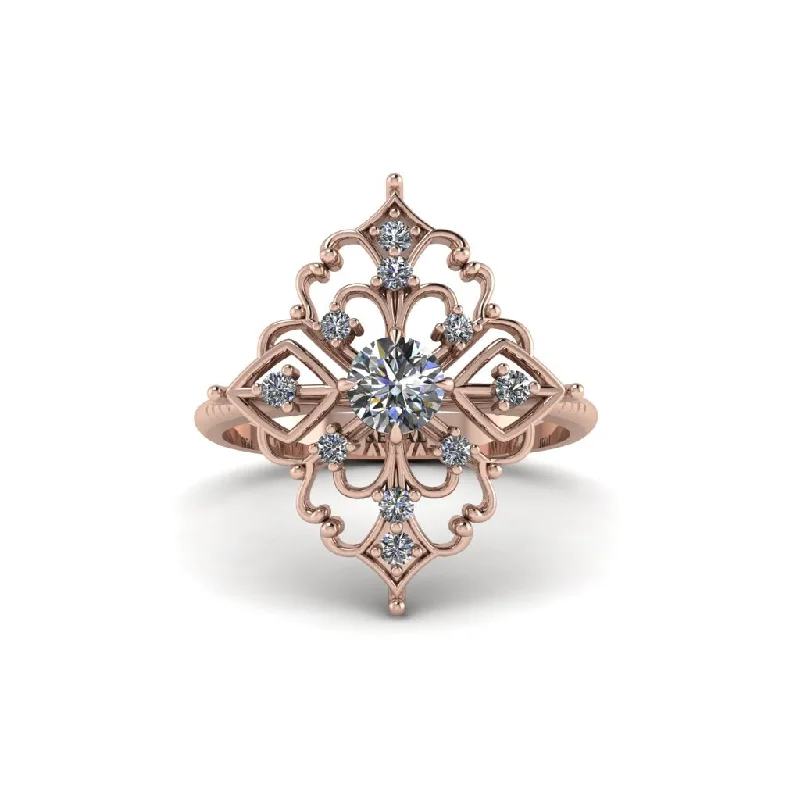 Diamond Royal Filigree Cluster Engagement Ring - Zinnia No. 2