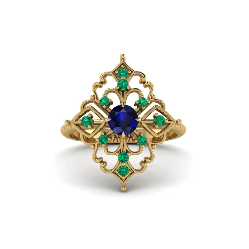 Emerald Royal Filigree Cluster Engagement Ring - Zinnia No. 28