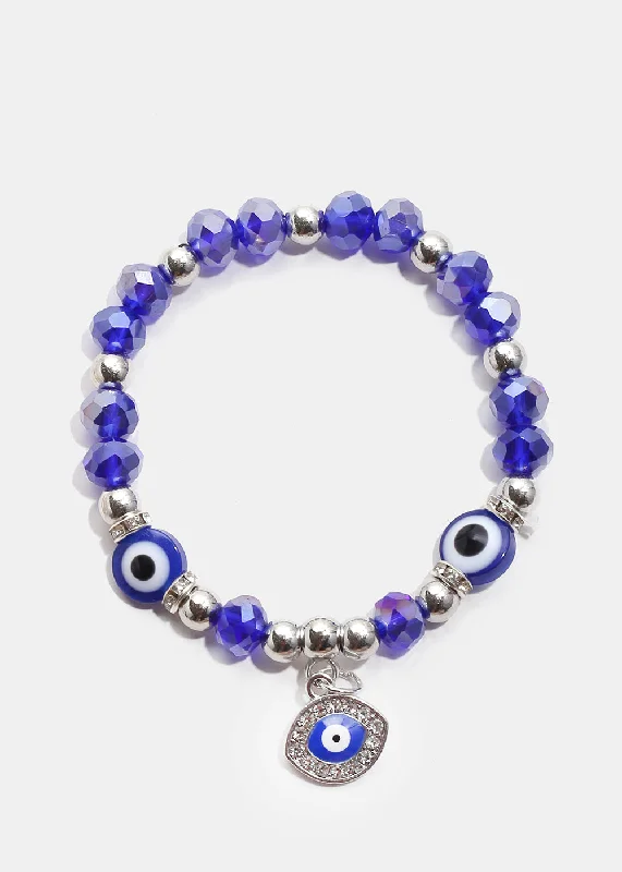 luxury bangle bracelets for women -Blue Evil Eye Bracelet & Earring Set