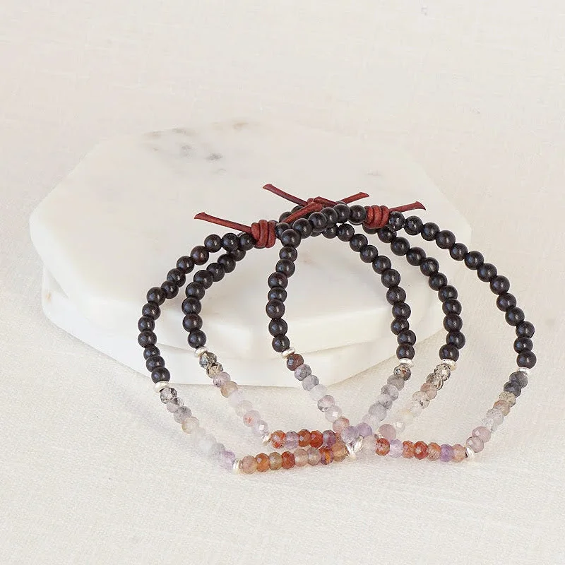 handwoven bracelets for women -Dream Big Bracelet - Auralite 23 Cacoxenite | Wood Diffuser Bracelet