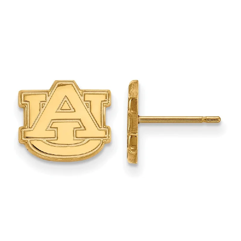 trendy aesthetic earrings for women -10k Yellow Gold Auburn University XS (Tiny) 'AU' Post Earrings