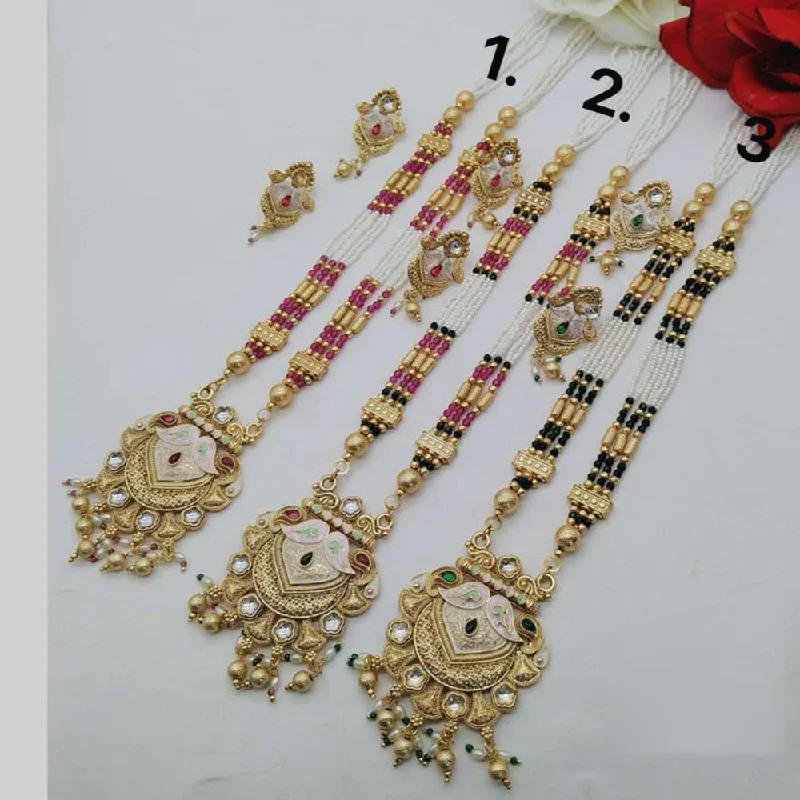 dainty gold necklaces for women -FS Collection Gold Plated Long Necklace Set (1 Piece Only Assorted Design)