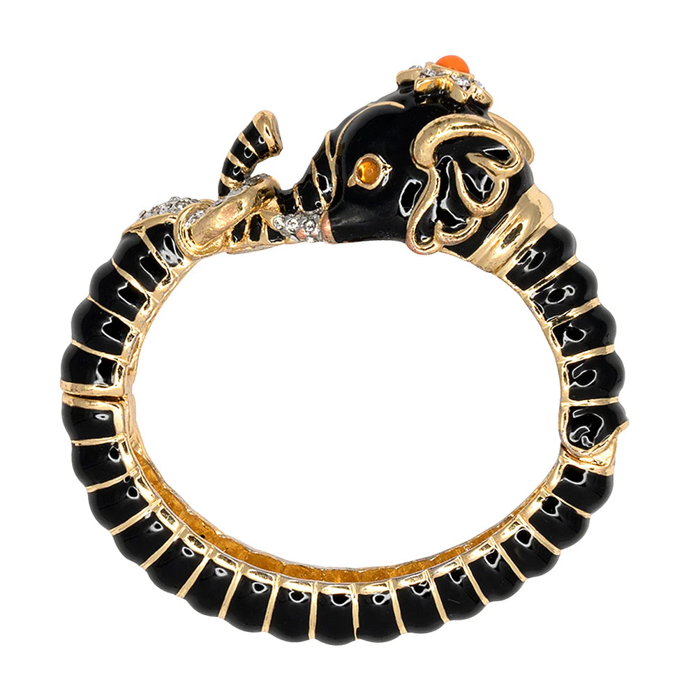 luxury bangle bracelets for women -Black Elephant Head Bracelet