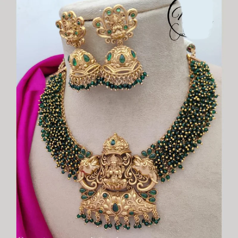 moonstone necklaces for women -Jewel Addiction Gold Plated Kundan Stone And Pearls Temple Choker Necklace Set