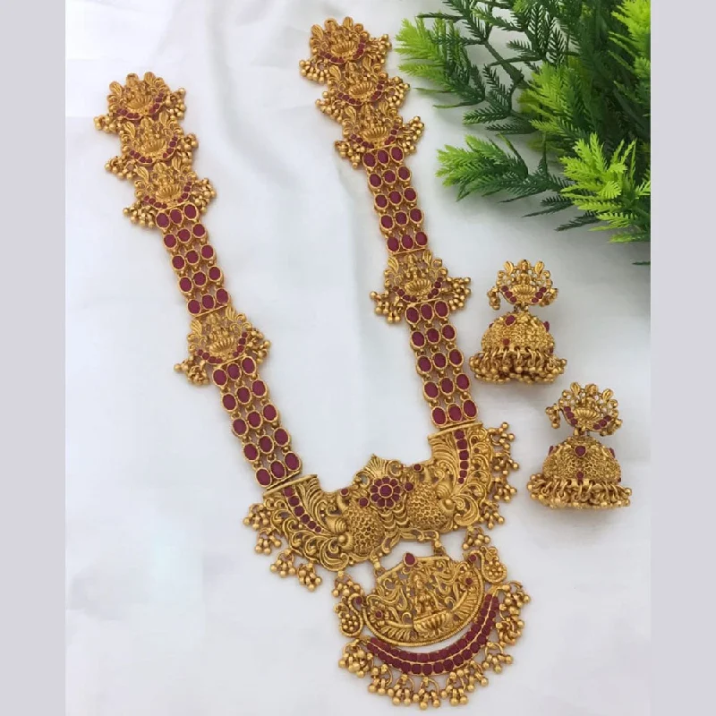 statement necklaces for women -Manisha Jewellery Gold Plated Pota Stone Temple Necklace Set