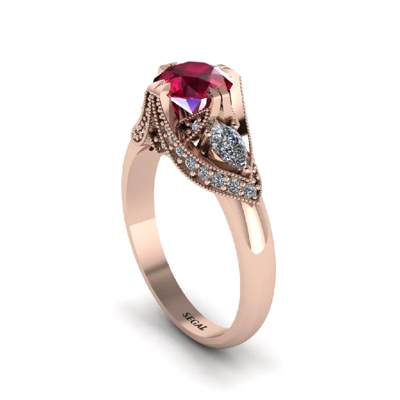 Ruby Vintage Round Cut Engagement Ring - Kali No. 11