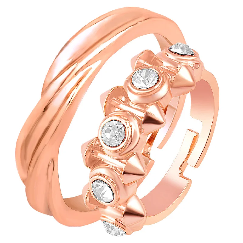 signet rings for women -Darshana Jewels Rose Gold Plated  Adjustable Couple Ring