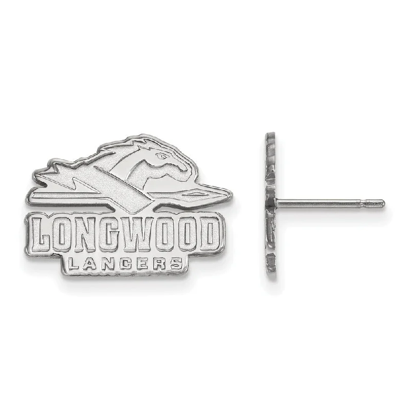 birthstone earrings for women -14k White Gold Longwood University Small Post Earrings