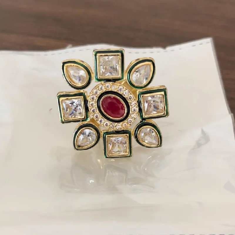 opal rings for women -Shringarstreet Gold Plated Kundan Stone Ring