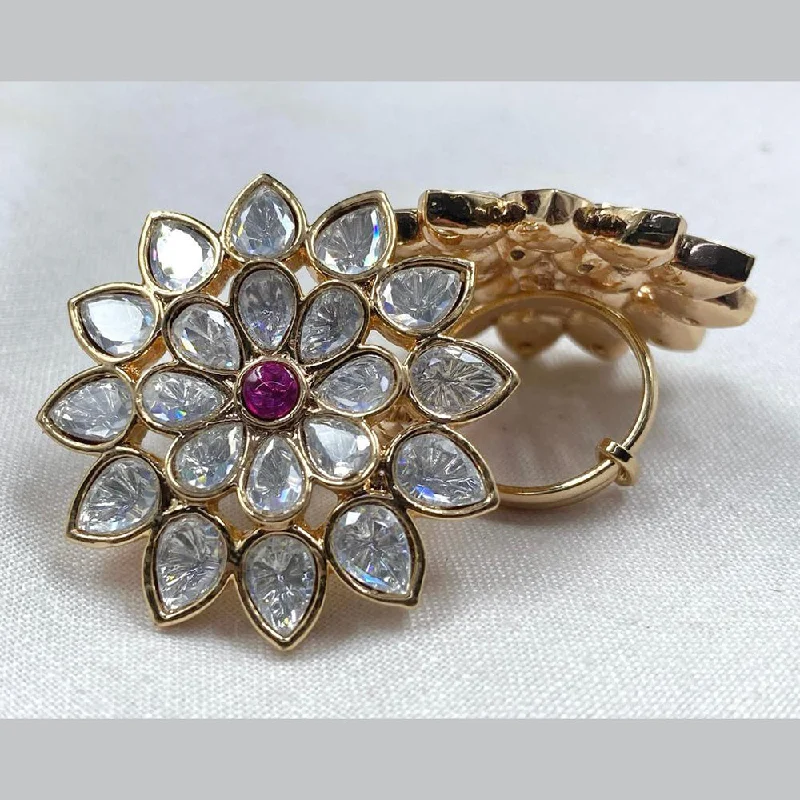 white gold rings for women -Royal Kundan Jewellery Gold Plated Polki Kundan Finger Ring