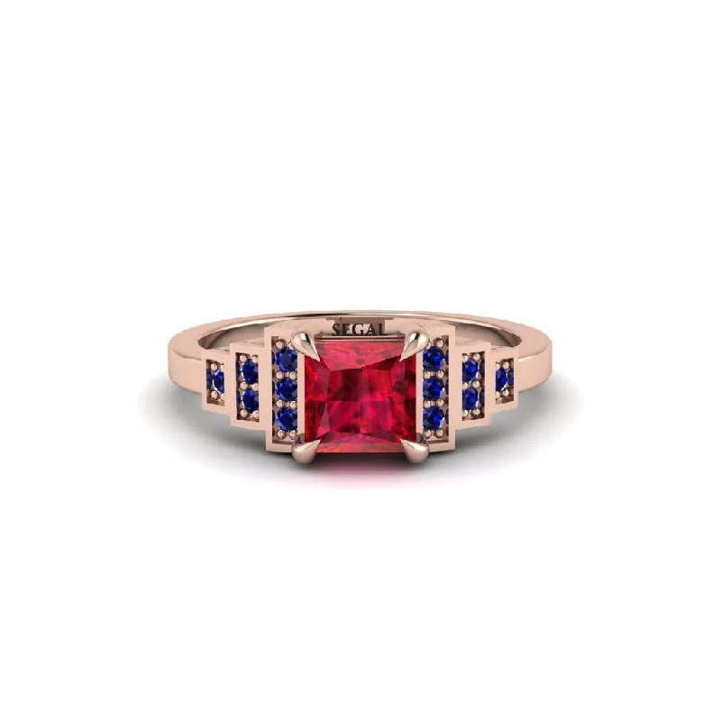 Ruby Geometric Princess Cut Engagement Ring - Thea No. 71