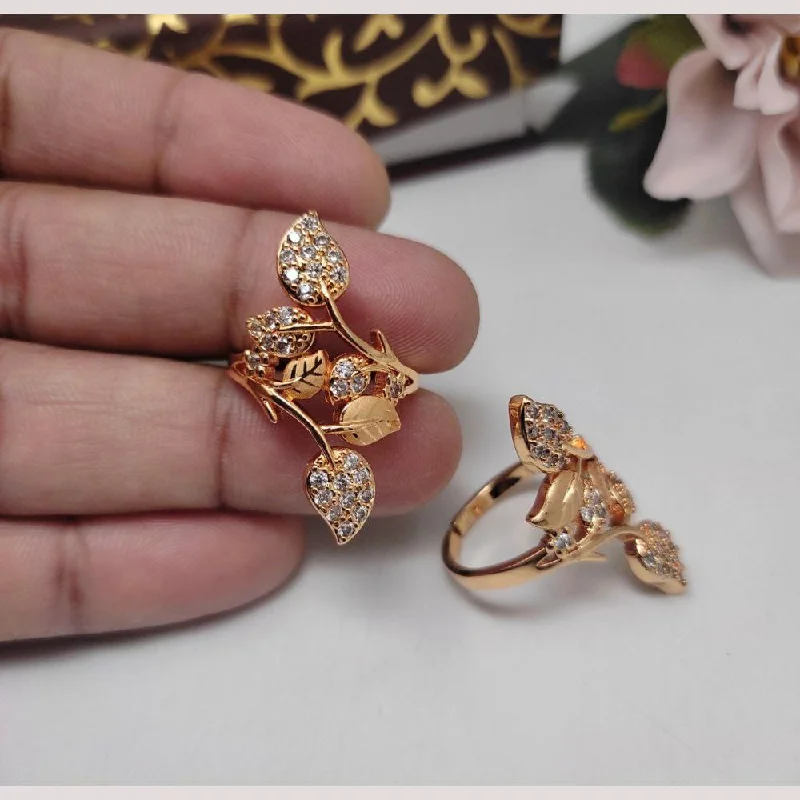 birth year rings for women -Aamrapali Rose Gold Plated American Diamond Ring