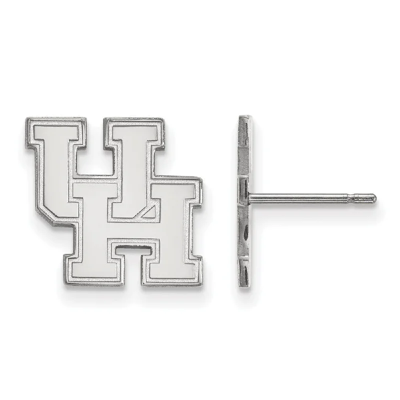 small silver hoops for women -14k White Gold University of Houston Small Post Earrings