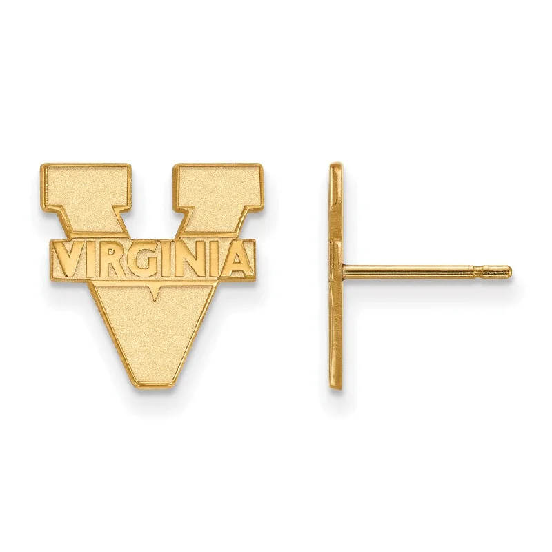 delicate charm earrings for women -10k Yellow Gold University of Virginia Small Post Earrings