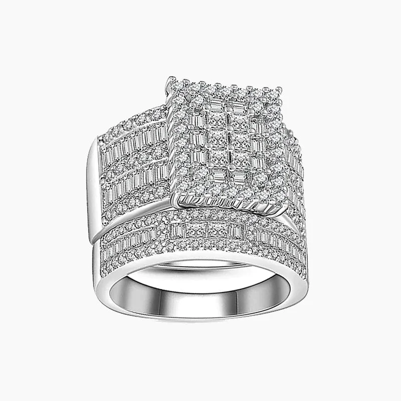 Cluster Wedding Rings Fashion Silver Engagement Rings for Women