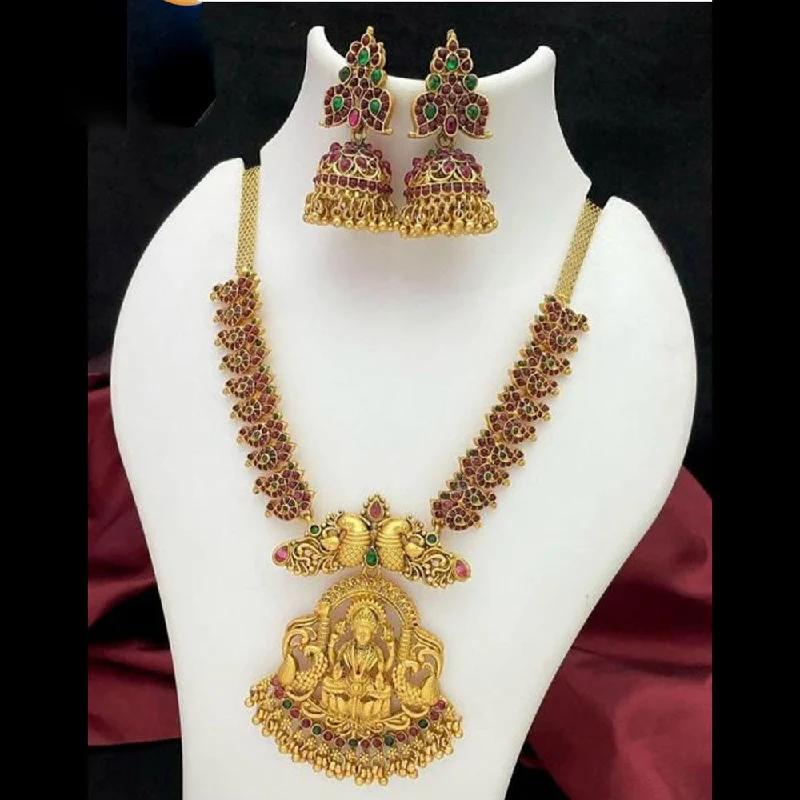 adjustable chain necklaces for women -Manisha Jewellery Gold Plated Pota Stone Temple Necklace Set