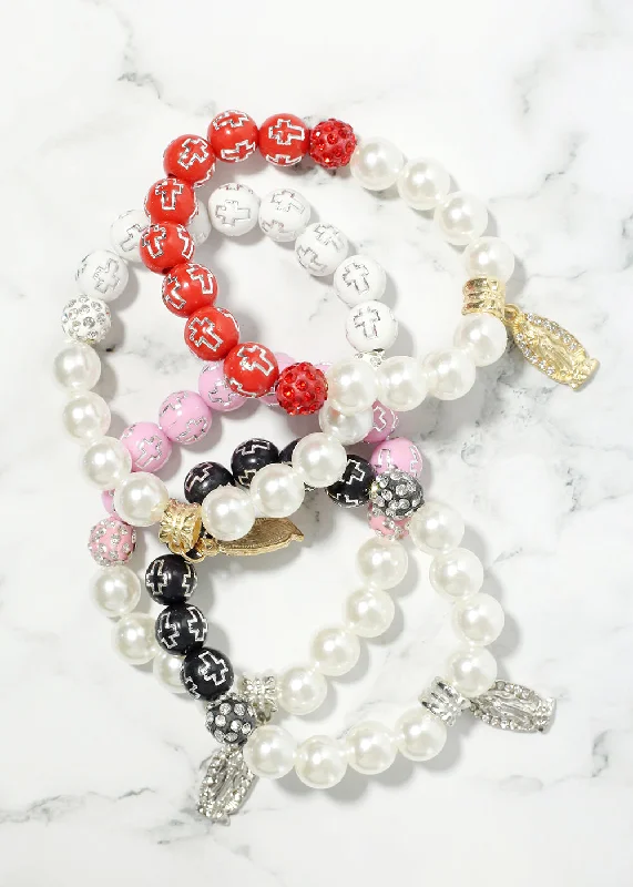 classic bracelets for women -Dangle Rosary Bracelet with Beads