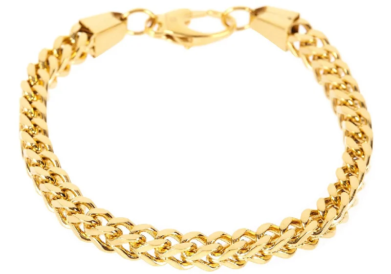 best fashion bracelets for women -Mens Gold Stainless Steel Franco Link Chain Bracelet