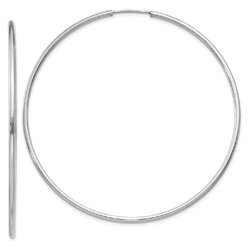 thick hoop earrings for women -1.5mm, 14k White Gold Endless Hoop Earrings, 58mm (2 1/4 Inch)