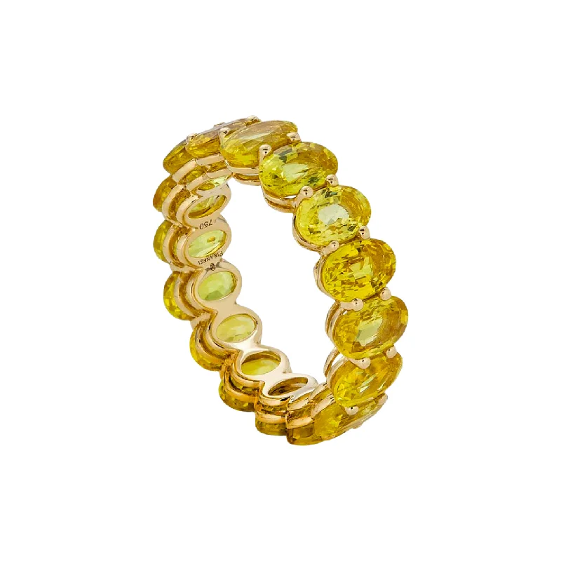 textured rings for women -Yellow Sapphire Eternity Band