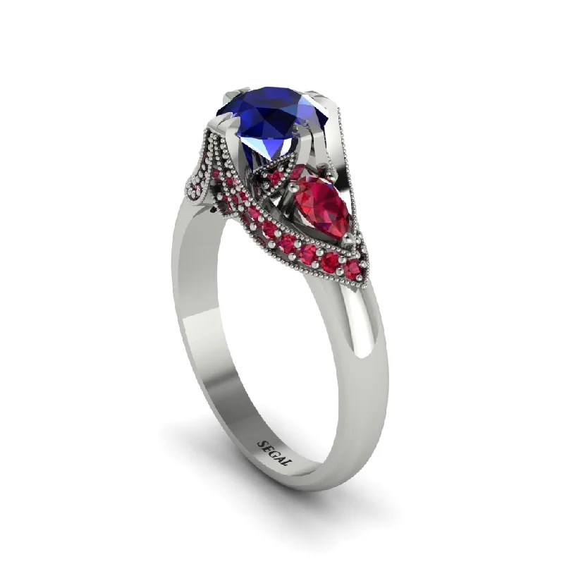 Sapphire Vintage Round Cut Engagement Ring - Kali No. 60