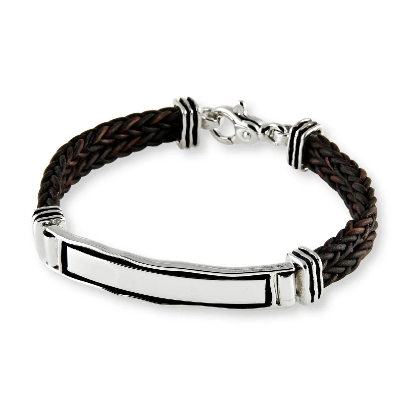 small charm bracelets for women -Double Leather ID Bracelet