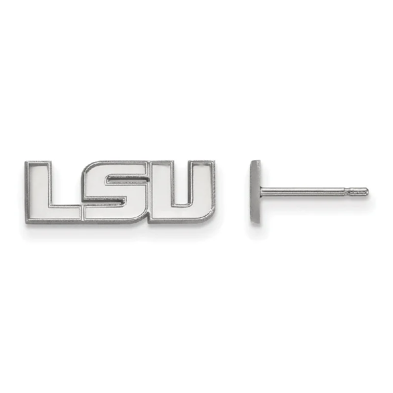 cubic zirconia studs for women -14k White Gold Louisiana State University XS 'LSU' Post Earrings