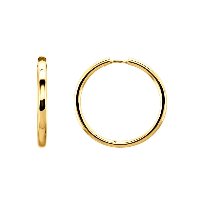 dainty earrings for women -2.6mm Hinged Endless Round Hoop Earrings in 14k Yellow Gold, 29mm