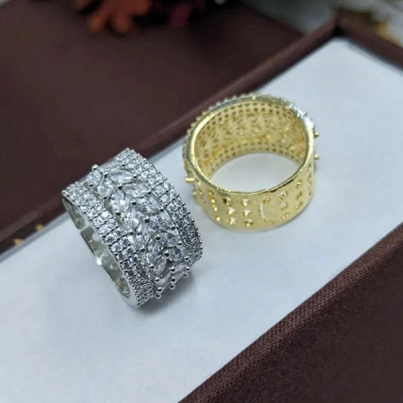 zodiac sign rings for women -Aamrapali Gold And Silver Plated Austrian Stone Ring