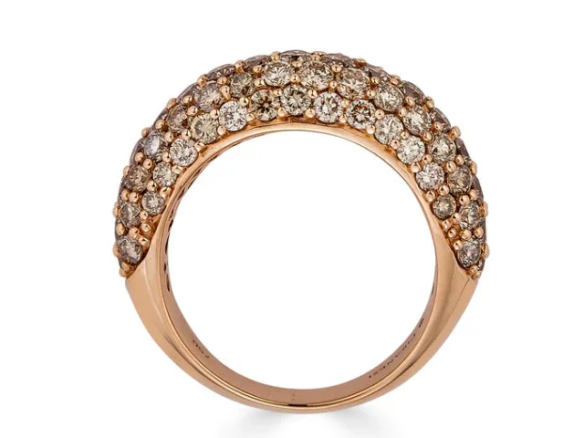 silver rings for women -18k Rose Gold Champagne Diamond Ring