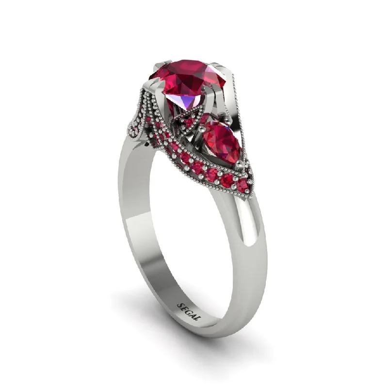 Ruby Vintage Round Cut Engagement Ring - Kali No. 57